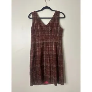 Laundry by Shelli Segal Plaid‎ Tweed Dress 8 Retro Academia Twee Preppy Office thumbnail 5