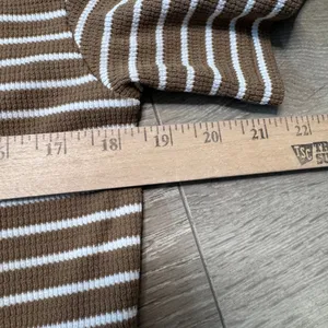 Missguided Brown White Striped Waffle Knit Crop Top Short‎ Sleeve XSmall XS thumbnail 6