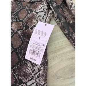 Wild Fable Brown Snake Print Mesh Off The Shoulder Long Sleeve Top Small NWT thumbnail 2