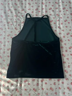 Urban Outfitters Forest Green Velvet High-Neck Tank thumbnail 4