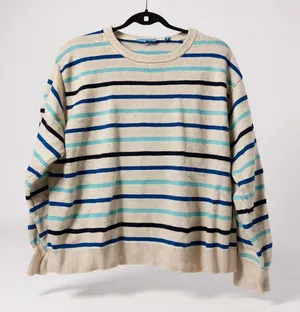 Draper James Striped‎ Sweater Womens XL Blue White Black Cotton Blend thumbnail 1