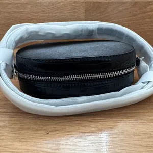 Ladies Jet Set Glam Front Pocket Small Oval Crossbody Bag in Black thumbnail 5