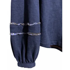 Free People Sundance Kid Embroidered Western Henley Top Navy Women's‎ Size XS thumbnail 7