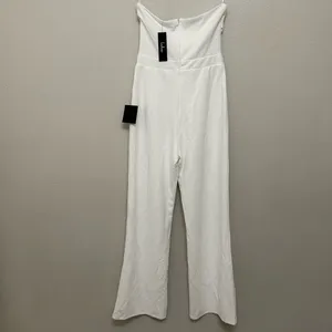 NEW Lulus Surely Stunning Ivory Strapless Bustier Jumpsuit Sz Medium thumbnail 14
