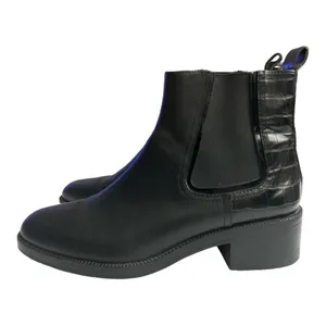 ZARA Block Heel Leather Croc Embossed Ankle Chelsea Boots, Black US 7.5 EU 38 thumbnail 2
