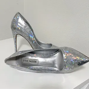 Steve Madden Silver Iridescent Daisie Pointed Toe Stiletto Heels 7 thumbnail 3