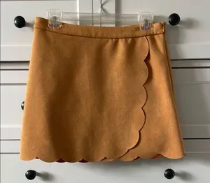 VICI Flawless Women’s Mustard Suede Mini Skirt w/ Scalloped Hemline- Size Medium thumbnail 1