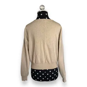 Forever 21 Beige Cropped Button Front Cardigan Womens Small V‎ Neck Sweater thumbnail 5