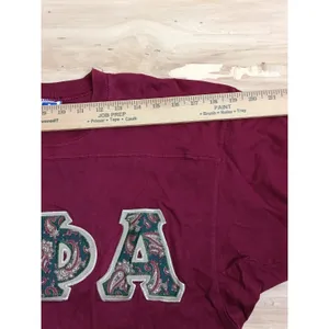 Vintage 90s Russell Athletic Fraternity T-Shirt | Made in USA | Burgundy Paisley thumbnail 12