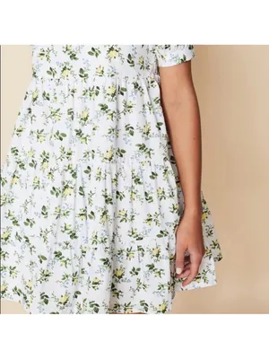 Faithfull the Brand Women's Eldora Printed Mini Dress White Yellow Size small thumbnail 4
