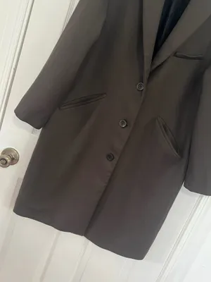 ZARA Brown Oversized Longline Blazer Coat Quiet Luxury Minimalist Old Money Sz S thumbnail 9