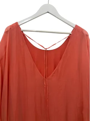 Tommy Bahama Lanai Breeze Double Layer Chiffon Tunic Dress M Coral Pink Tassel thumbnail 6