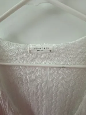 Good Days Project White Knit Tie-Front Long Sleeve Cropped Cardigan thumbnail 2