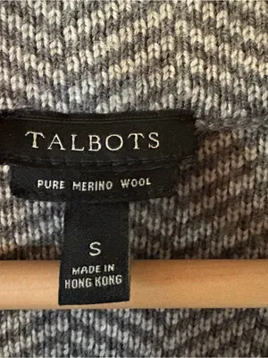 Talbots Merino Wool Sweater Jacket Womens Sz Small Gray Herringbone Office Work thumbnail 7