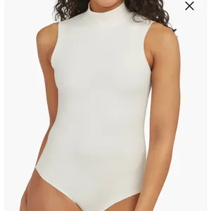SPANX Suit Yourself Ribbed Mock Neck Sleeveless Bodysuit Parchment NEW thumbnail 2