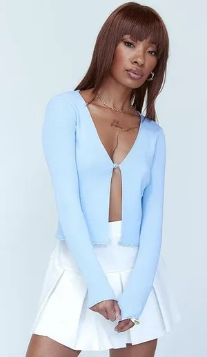 Princess Polly Elbridge Long Sleeve Top in Blue Size XS/S New with tag thumbnail 1