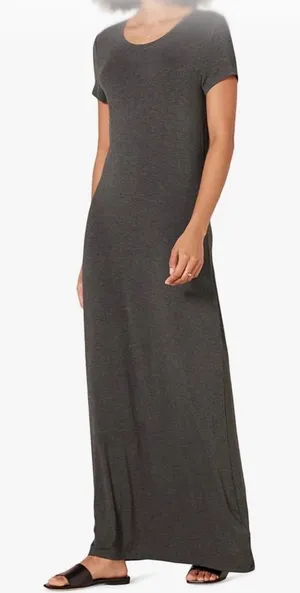 Zenana Outfitters Charcoal Gray Maxi Dress Rayon L Pockets‎ Minimalist thumbnail 1