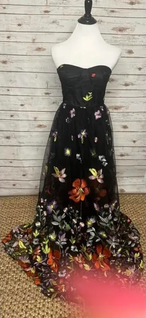 Lilly's Kloset multicolored whimisgoth floral strapless maxi dress Size Small thumbnail 1