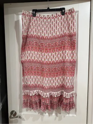 Women's Maxi Skirt in Pink and Cream Boho Print thumbnail 2