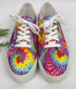 Superga Canvas Platform Sneakers Rainbow Tie Dye Womens Size 8.5 - 9 Like New thumbnail 1