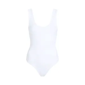 [Nuuds] White Ribbed Knit Scoop Neck Sleeveless Tank Bodysuit Top Size Medium M thumbnail 13