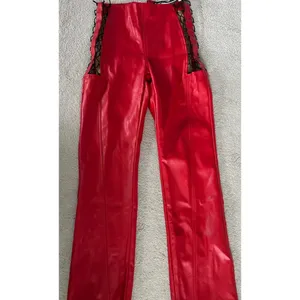 The Kript Red Jaxon Vegan Leather Pants thumbnail 2