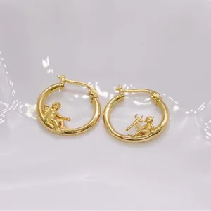 18K Gold Plated Angel and Demon Hoop Earrings for Women thumbnail 2