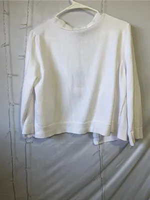 White Open-Front Crochet-Trim Women’s Top thumbnail 5