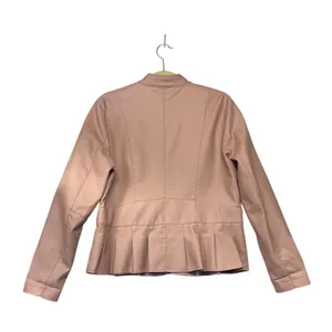 Baccini Blush Pink Faux Leather‎ Peplum Jacket Mandarin Collar Size L thumbnail 5