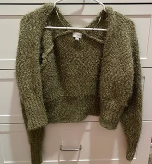 PacSun Olive Green Fuzzy Cardigan thumbnail 1