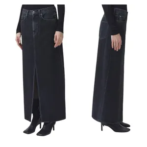 NEW Agolde Leif Front Slit Denim Maxi Skirt Spider Black Size 32 Casual $238 thumbnail 13