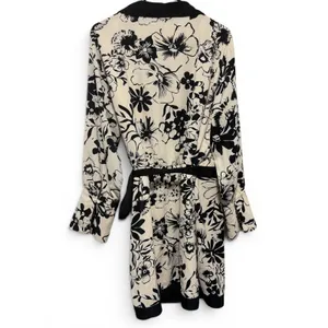 Abercrombie & Fitch Womens Black Cream Floral Wrap Mini Dress Long‎ Sleeve thumbnail 4