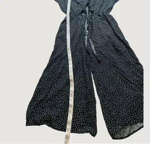 Hsquared Black Polka Dot Wide Leg Jumpsuit V-Neck Short Sleeve J3022 Womens M thumbnail 5