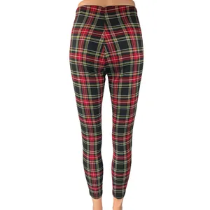 Zara Women's Red Plaid Checkered Zipper Front Skinny High Rise Legging Pants S thumbnail 3