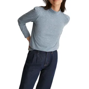 Madewell Jacquard Puff Sleeve Mockneck Top SZ M Texture Knit Vintage Inspired thumbnail 5