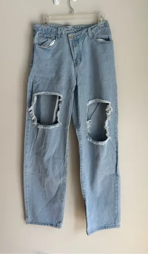 Adika Light Blue Distressed Boyfriend Jeans thumbnail 1