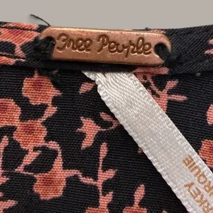 Free People Women Black Pink Floral Ruffle Wrap Dress 3/4 Sleeve Size L thumbnail 4