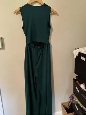 NWOT Halara V Neck Sleeveless Ruched Pocket Jumpsuit-Easy Peezy Bayberry thumbnail 6