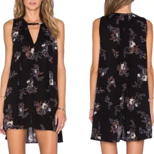 Free People Tree Choker Neck Swing Dress w/Pockets Black Floral Print, S thumbnail 7