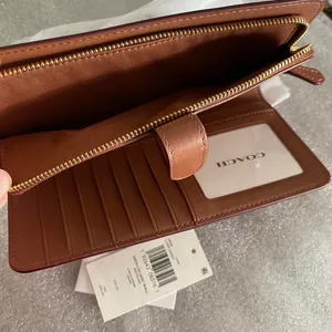 Coach Brown Gold Large Skinny Wallet thumbnail 4