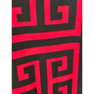 Tizzie‎ Red Black Greek Key Button Down Shirt Leopard Trim Small thumbnail 4