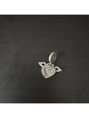 Pandora Silver Heart Pendant with Wings spread your wings and fly thumbnail 4