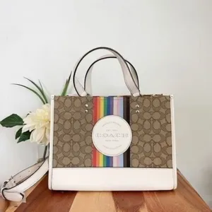 Coach Dempsey Carryall In Signature Jacquard With Rainbow Stripe cj578 thumbnail 9