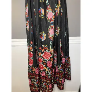 Be Passion Dress Womens Small Black Multicolor Floral Peacock Maxi Boho Sundress thumbnail 3
