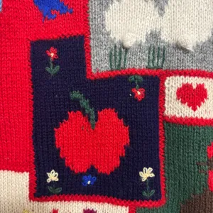Lord & Taylor Shetland Wool Angora Sweater 80s Vtg Patchwork Farmhouse Twee M thumbnail 5