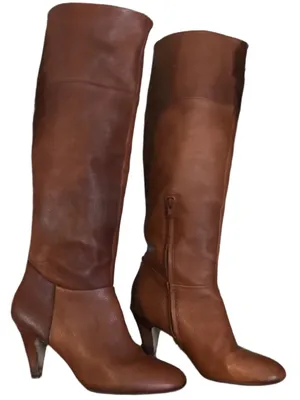 Cynthia Vincent Chestnut Brown Leather Riding Boots W/Heel (7) thumbnail 5