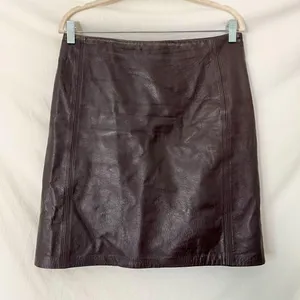 Vintage Made in Canada dark brown Genuine Leather Skirt 8 / M thumbnail 1