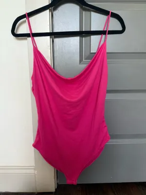 Hot Pink Cowl Neck Bodysuit Tank thumbnail 1