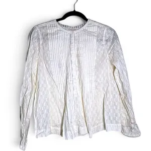 Rebecca Taylor Blouse Top Eyelet Lace Peasant Pleated White M Cottage Core thumbnail 1