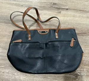 NWOT black and brown purse. 10 in tall 15 in wide thumbnail 1